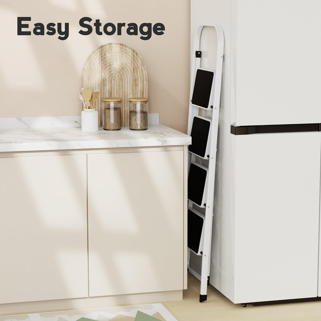 HBTower 4-Stufen-Leiter, Klappstufen Leiter mit Anti-Rutsch-Pedal, Tragbare Robuste Leiter mit Handl