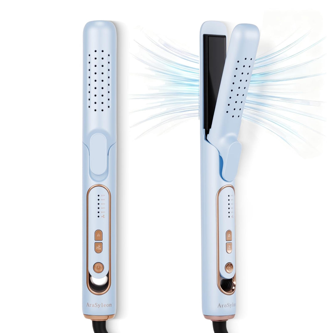 2-in-1 Haarglätter und Lockenstab mit Kaltluft, 5 Temperaturstufen (140-220°C), Blow-Funktion für Sc