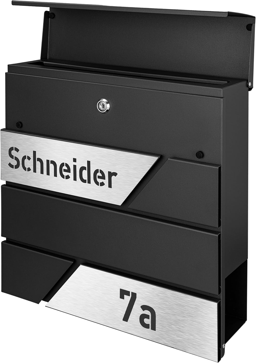 Briefkasten mit Zeitungsfach in Anthrazit, Edelstahlbriefkasten, Wandbriefkasten Briefkasten mit Sch