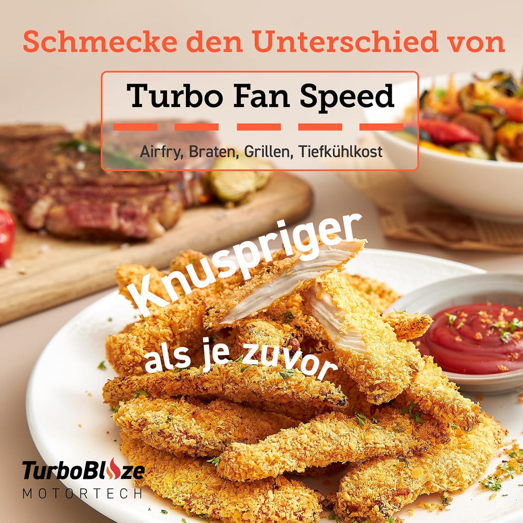 Cosori Turboblaze Heissluftfritteuse Airfryer, 9-in-1 Air Fryer XXL 6L, leiser DC Motor mit 5 Geschw