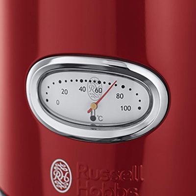 Russell Hobbs Wasserkocher [1,7l, 2400W] Retro Rot & poliertet Edelstahl (Schnellkochfunktion, Wasse