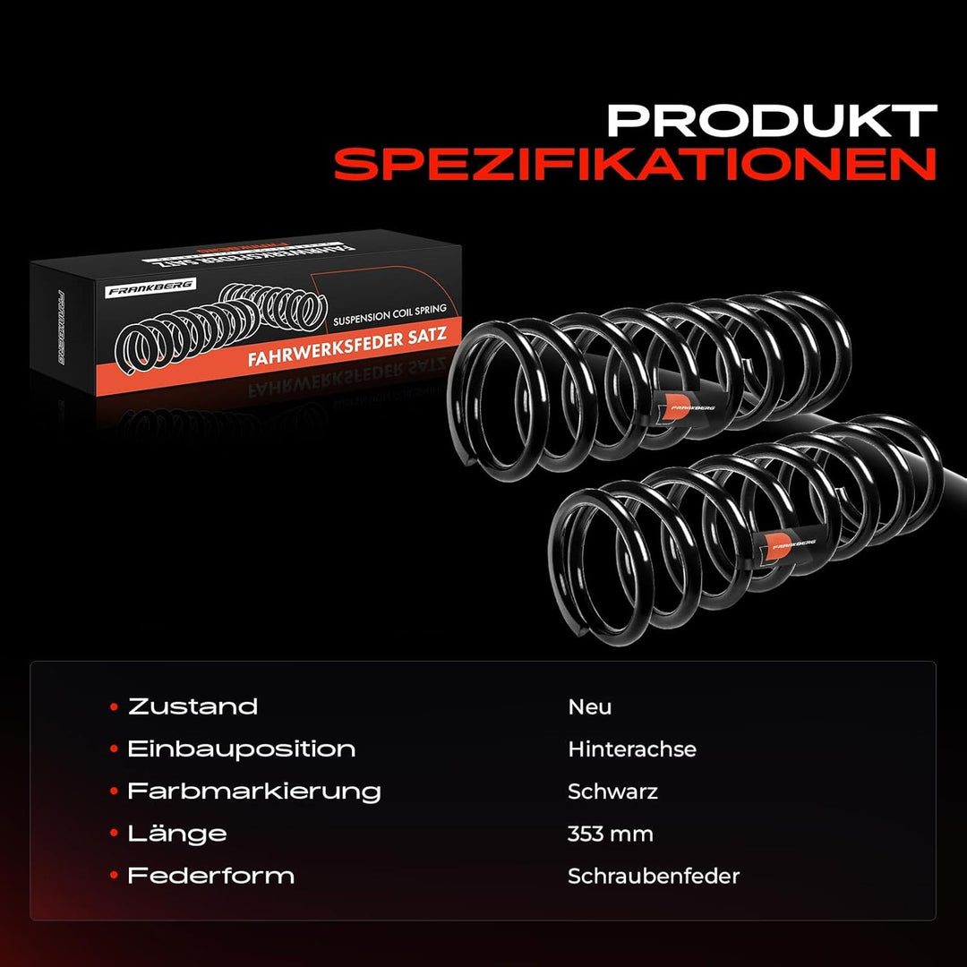 Frankberg 2x Federn Fahrwerksfeder Hinterachse Kompatibel mit X-Type CF1 2.0D 2.1V6 2.2D 2002-2009 R