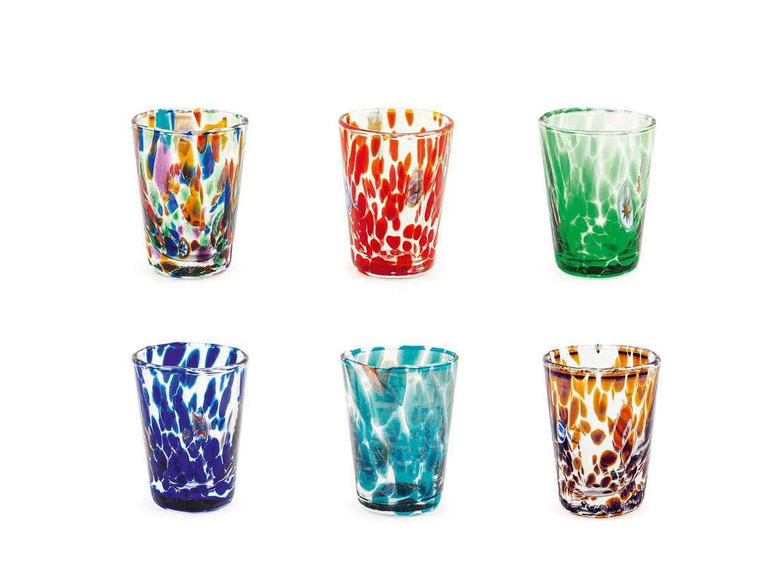 H&h set 6 bicchieri veneziano in vetro, multicolore, cl 5