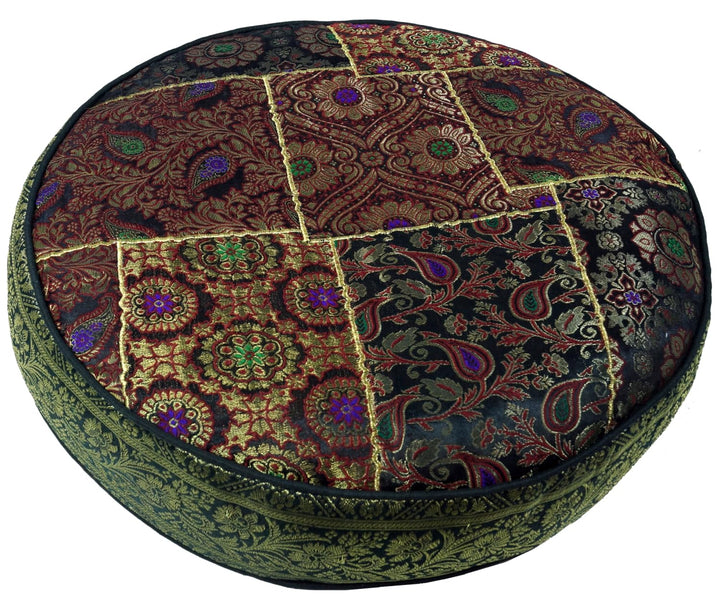 GURU SHOP Orientalisches Rundes Patchwork Kissen 40 cm, Sitzkissen, Bodenkissen mit Baumwollfüllung