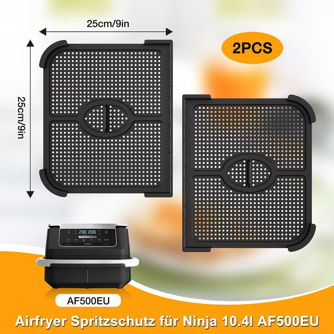 Heissluftfritteuse Spritzschutz für Ninja 10,4L AF500EU, 2 Stk Airfryer Spritzschutz für Ninja Foodi