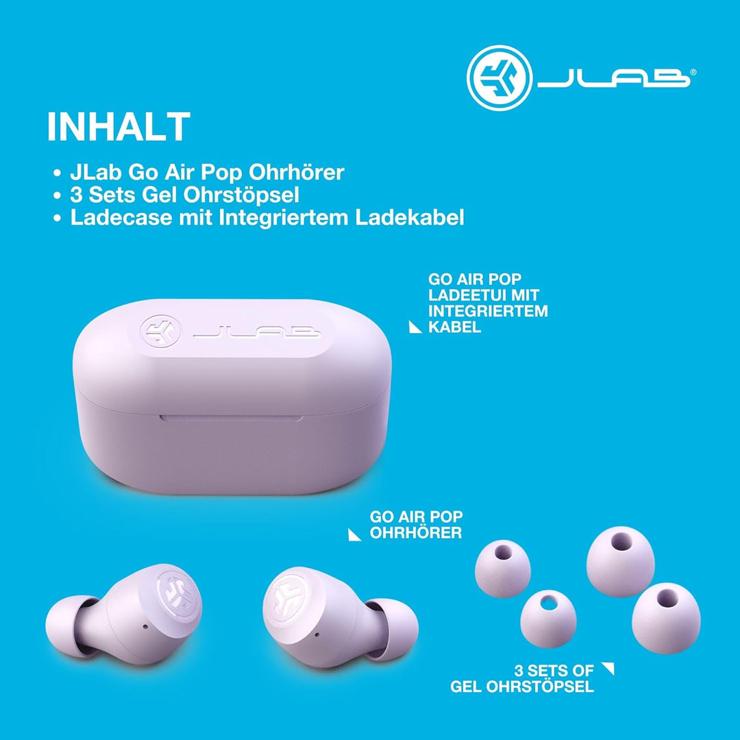 JLab Go Air Pop In Ear Kopfhörer kabellos Bluetooth, True Wireless Kopfhörer, 32+ Std Headphones, ka