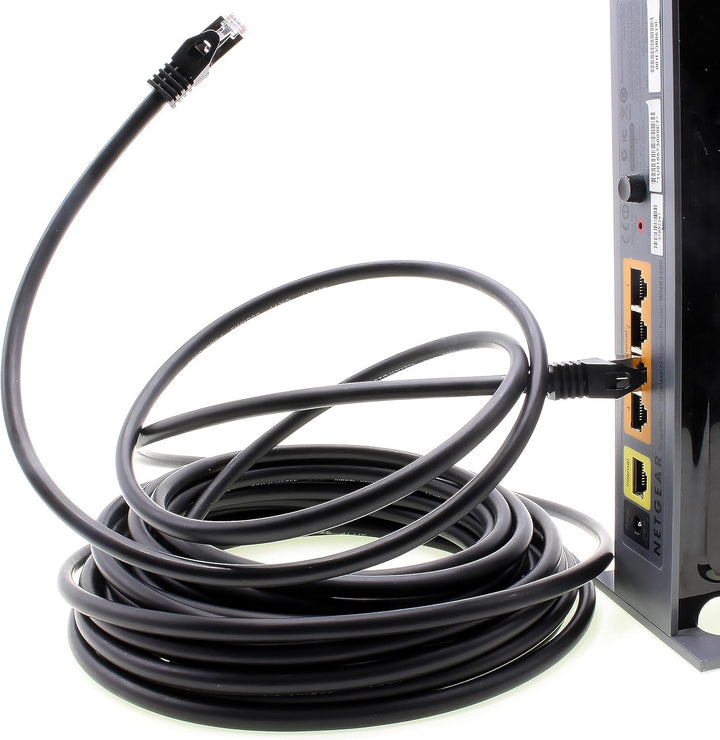 freiwerk 1,5m - schwarz - 5 Stück CAT.7 Netzwerkkabel Lan Ethernet Patch Kabel S-FTP LSZH PIMF 10GB