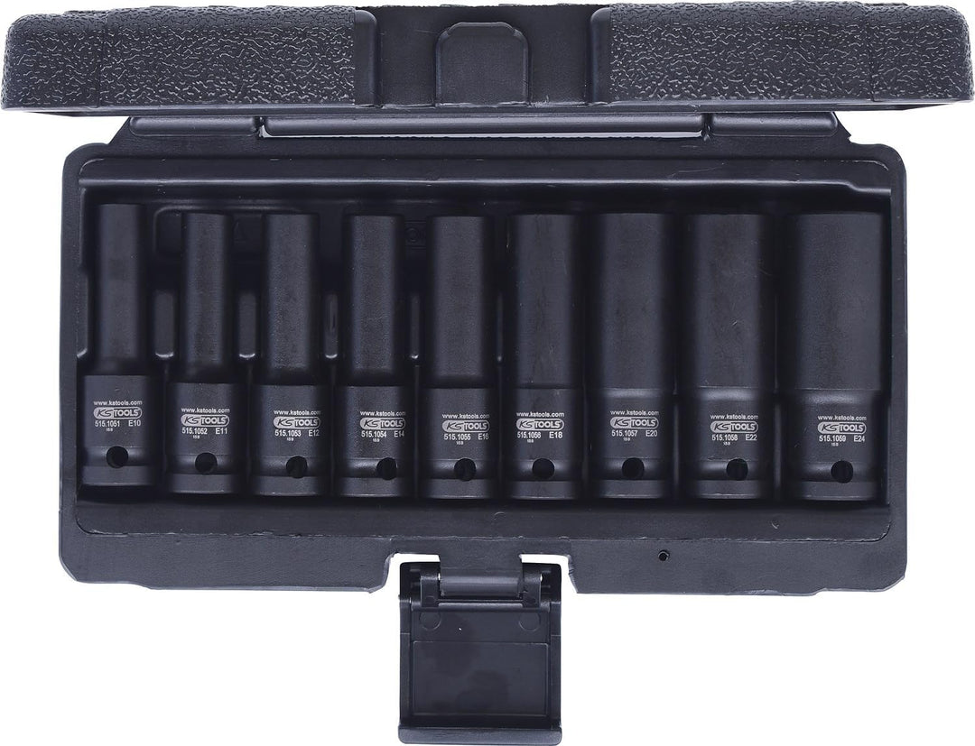 KS Tools 515.1050 1/2" TX-E-Kraft-Stecknuss-Satz, 9-tlg., E10-E24