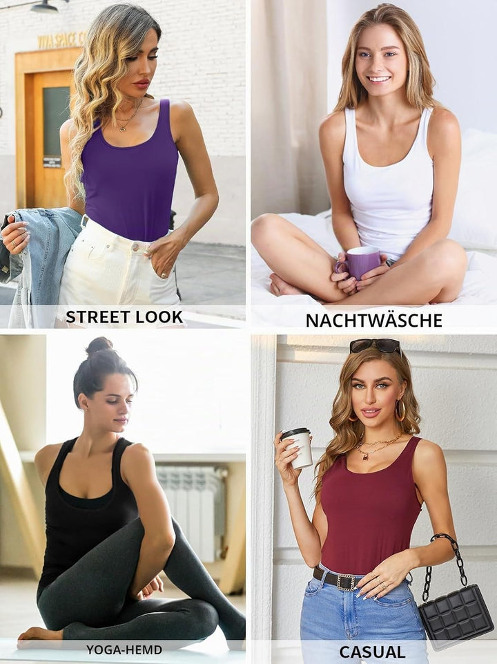 Charmo Unterhemd Damen BH-Hemd Basic Racerback Tank Tops mit Regal-BH Baumwoll Stretch eng Top Slim