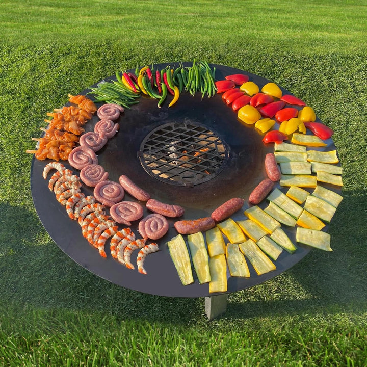 FENNEK Feuerplatte Ø 80 cm mit Ø 20 cm Loch | Grillring aus 5,0 mm Feinkornstahl | Für Feuertonne, F