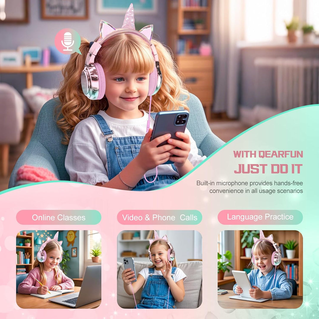 JYPS Kinder Kopfhörer, Kopfhörer Kinder mit Kabel, 85/94dB Lautstärkenbegrenzer, Audio-Sharing, Falt