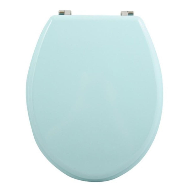 MSV – Pastellgrüner, herzförmiger WC-Sitz und -Deckel aus MDF – Edelstahlscharniere – 43 x 37 x 5 cm