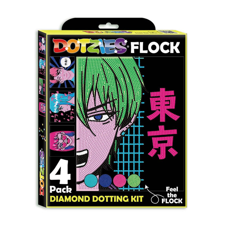 DIAMOND DOTZ Neon-Flock-Anime-Diamant-Malerei-Set für Erwachsene – bunte Diamant-Kunst-Kits, ein ent