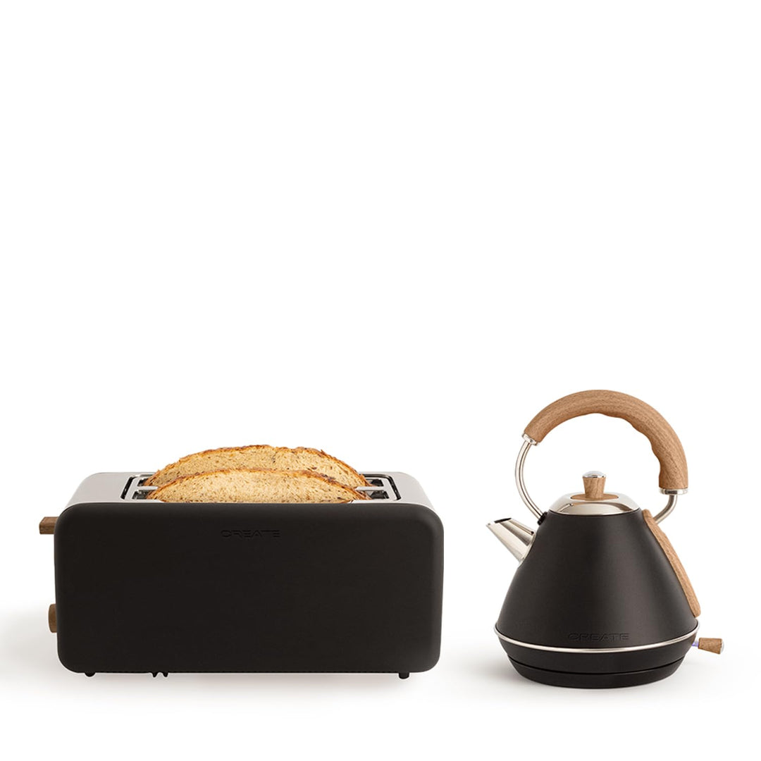 CREATE/PACK TOAST RETRO XL + KETTLE RETRO M/Toaster Schwarz mit Wasserkocher Schwarz/Wasserkocher 1L