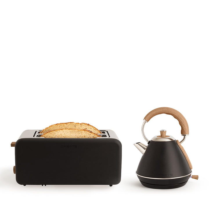 CREATE/PACK TOAST RETRO XL + KETTLE RETRO M/Toaster Schwarz mit Wasserkocher Schwarz/Wasserkocher 1L