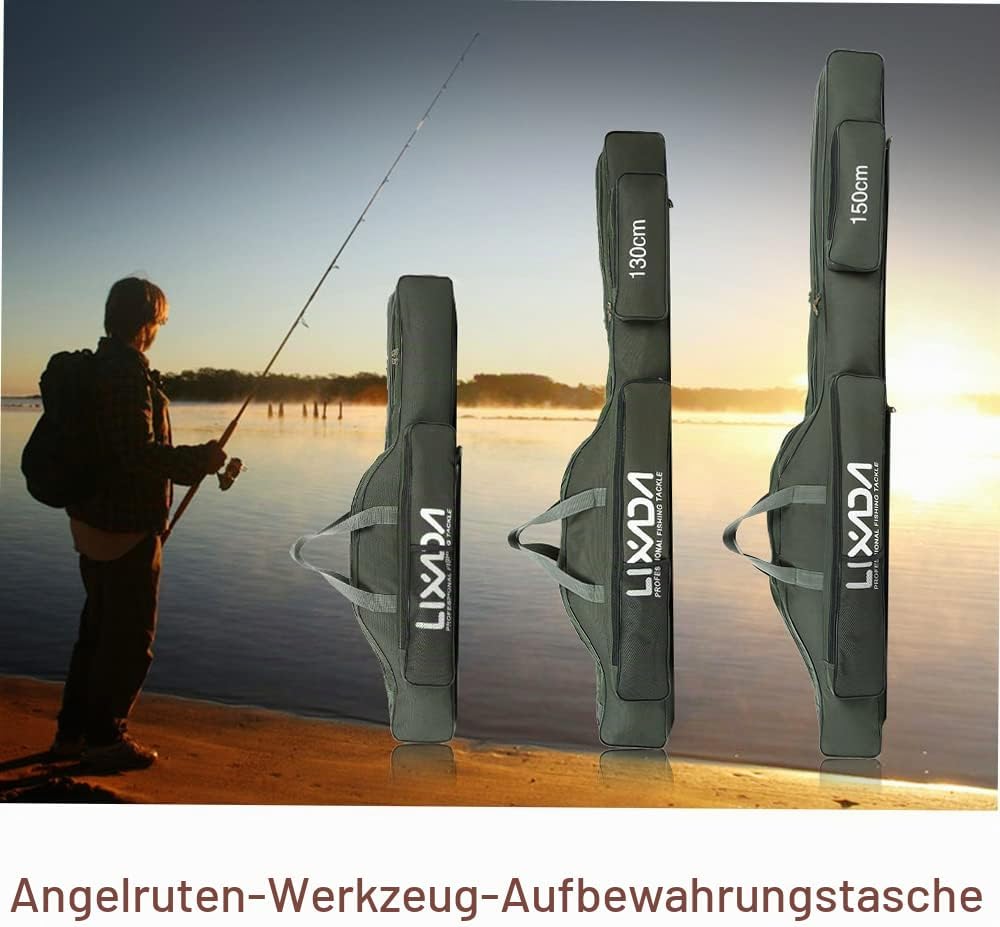 Lixada Tragbare Angeltasche, faltbar, Angelrutentasche, Outdoor-Angeltasche, 100 cm/130 cm/150 cm Gr