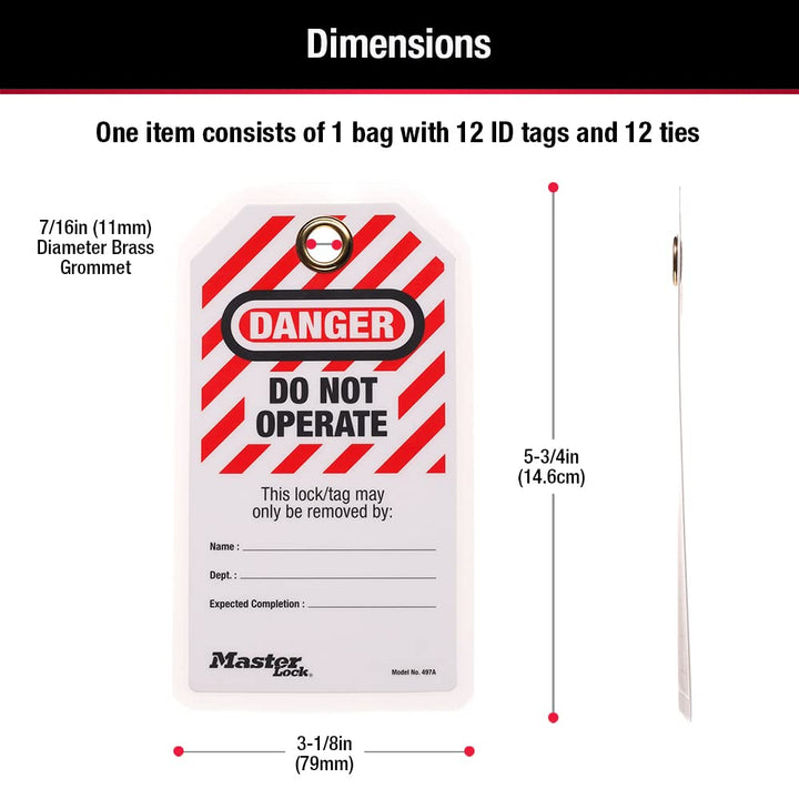 Master Lock 497A Sicherheitsetikett „Do Not Operate“, Englisch, laminiert, Black/RED, 23.4 cm x 10.4