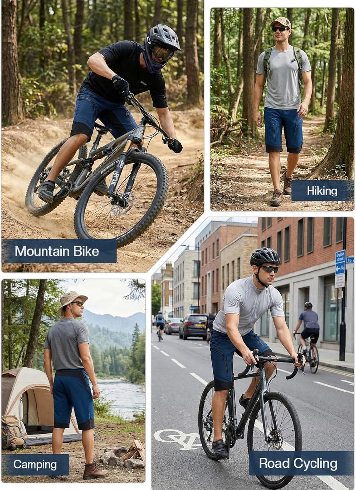 ARSUXEO Radhose Herren MTB Shorts ohne Polsterung Radfahren Shorts Klassisch Wasserdicht 1903 Dunkel