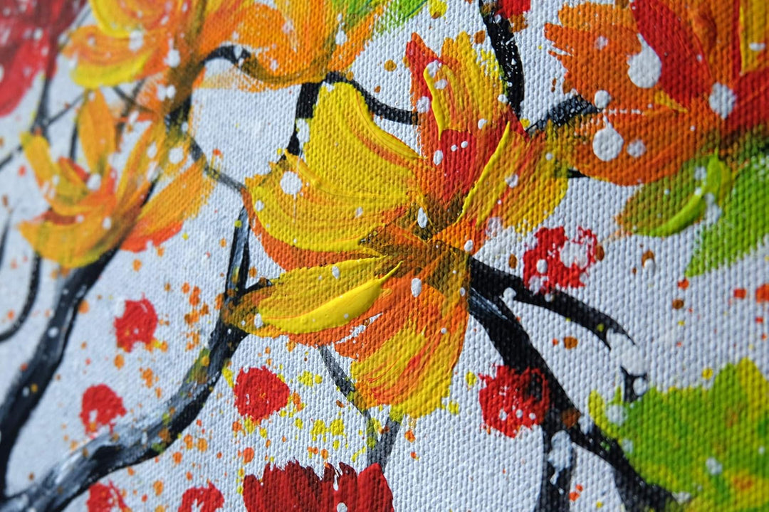 Monica Mirafiori I 100% HANDGEMALT I Gemälde Bunter Baum 100x50cm | Gemälde Handgemalt | Acrylgemäld