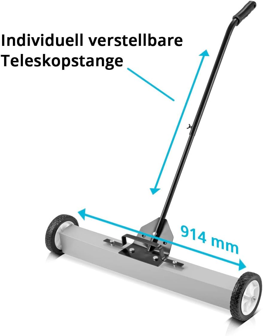 STAHLWERK Magnet-Bodenkehrer MBK-36 ST mit 914 mm Breite und 22,5kg Fassungsvermögen, Magnetbesen/Sp
