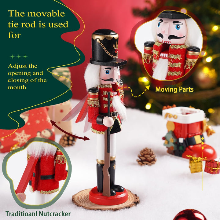 COMBIUBIU 2PCS Nussknacker Figur,30CM Nussknacker Soldat Aus Hochwertigem Kiefernholz,Deko FüR Zuhau