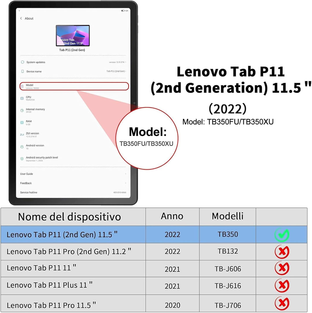 WINCHKING Tastatur für Lenovo Tab P11 (2. Gen), Hülle für 11,5 Zoll für Lenovo Tab 11(TB350FU/TB350X