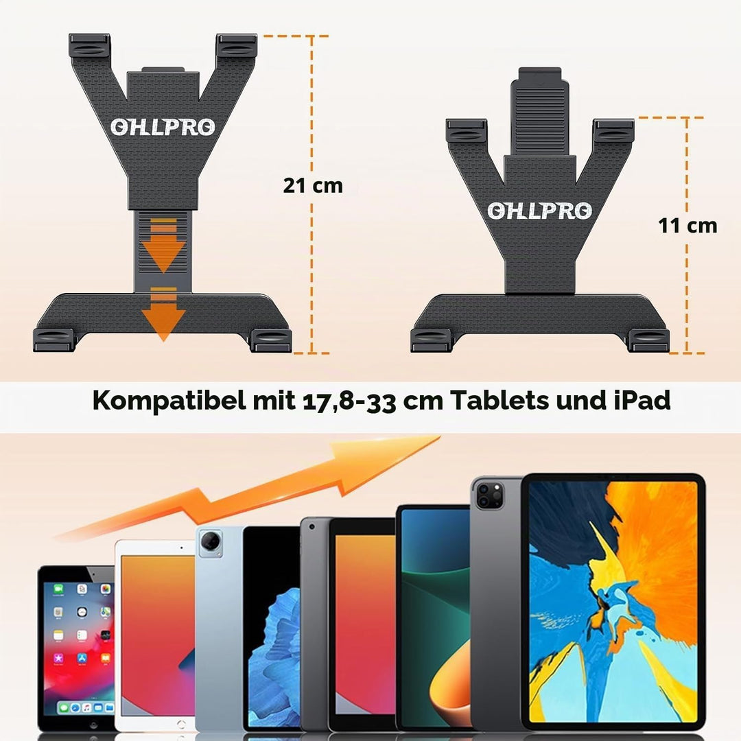 OHLPRO Robuste Bohrbasis Tablet Halterung Auto, Armaturenbrett Tablet Halterung für 17-33cm iPad Pro