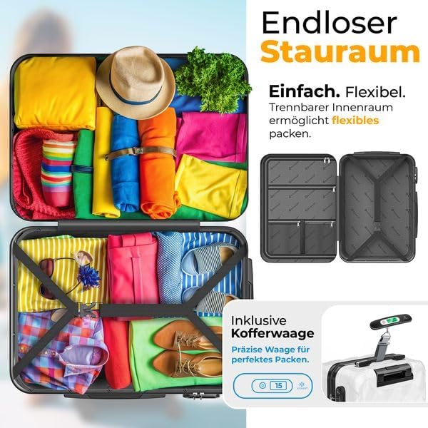 KESSER® Reisekoffer 55L Koffer Handgepäck ABS Hartschalenkoffer mit Zahlenschloss, Kofferwaage & Rei