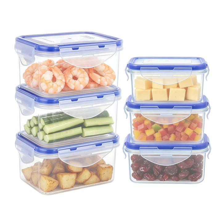 EASYLOCK 6 PACK 500ML/180ML Kunststoff Frischhaltedosen Set mit Deckel, Rechteckige Aufbewahrungsbox