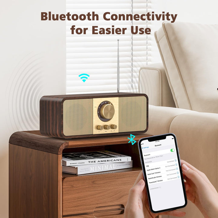 Nostalgie Radio, Retro Radios mit Bluetooth und TF Karte, 3000mAH Batteriebetrieben, mit 2 x 8 Watt