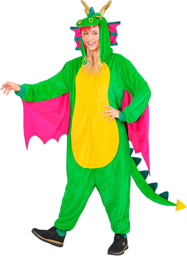 W WIDMANN MILANO Party Fashion - Tier Overall für Erwachsene, weicher Plüsch Jumpsuit mit Kapuze, Ti