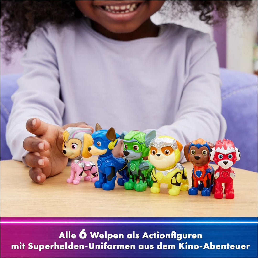Paw Patrol: Der Mighty Kinofilm, Geschenkset mit 6 Superhelden-Spielfiguren, Spielzeug geeignet für