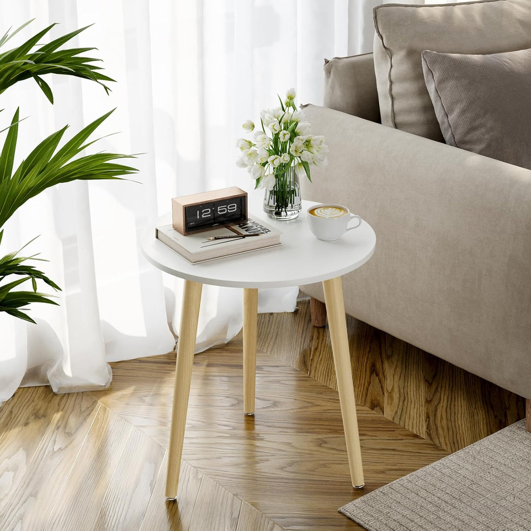 APICIZON Beistelltisch, Couchtisch rund Ø 42 cm, Höhe 51 cm, Sofatisch mit Beinen aus Massivholz, Sk