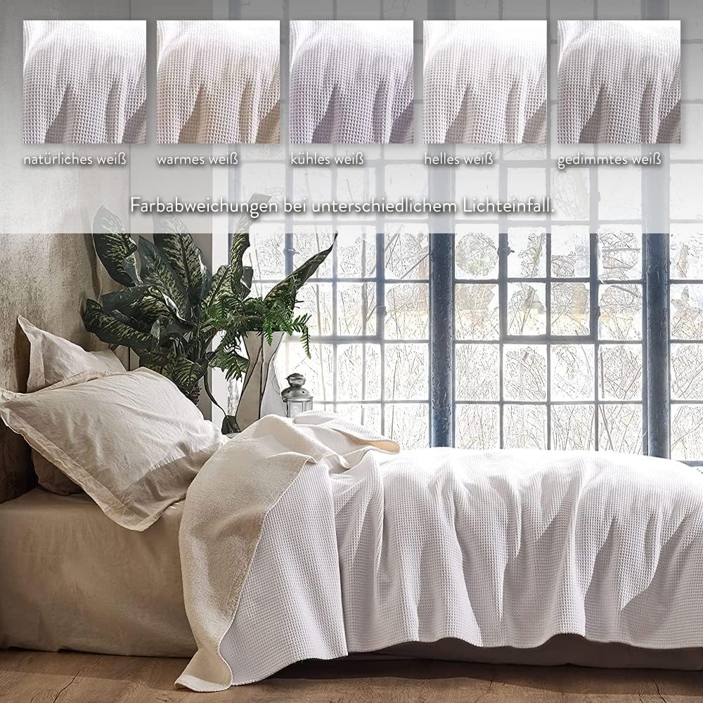 BOHORIA® Kuscheldecke Soft Waffle 130x170cm | Winterdecke flauschig für Sofa, Sessel & Bett | Baum-W