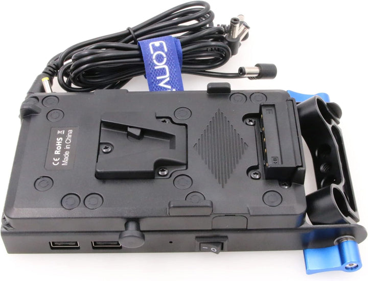 Eonvic V Mount Akkuplatte für Sony BMPCC 4K/6K DSLR Kamera V Lock Plate Netzteil mit 15 mm Stangenkl