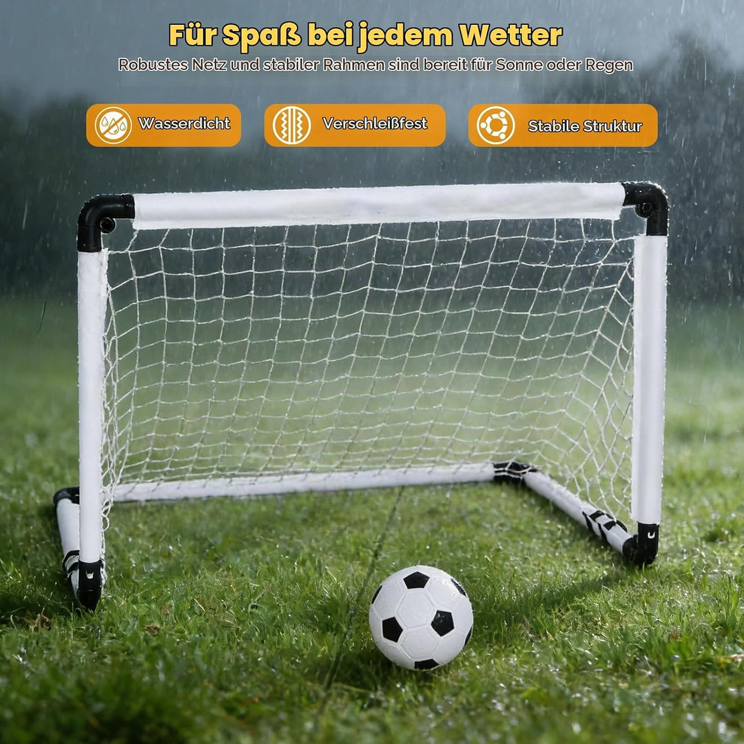 2er Faltbar Fussballtor für Kinder, 90x60cm Komplett Set mit Ball, Pumpe &amp; 8 Heringen, 1,5kg Leicht