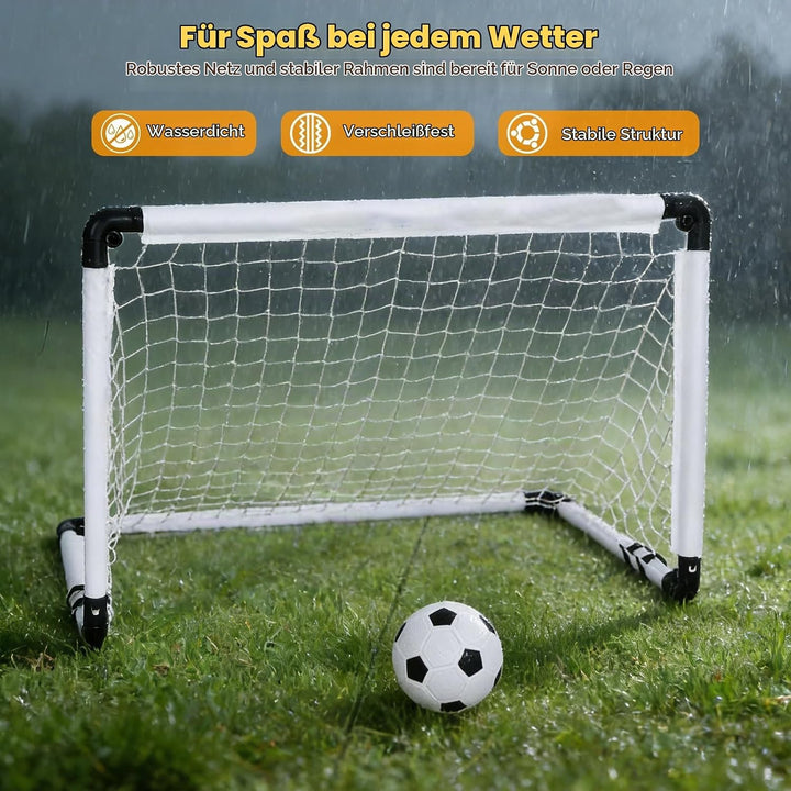 2er Faltbar Fussballtor für Kinder, 90x60cm Komplett Set mit Ball, Pumpe &amp; 8 Heringen, 1,5kg Leicht