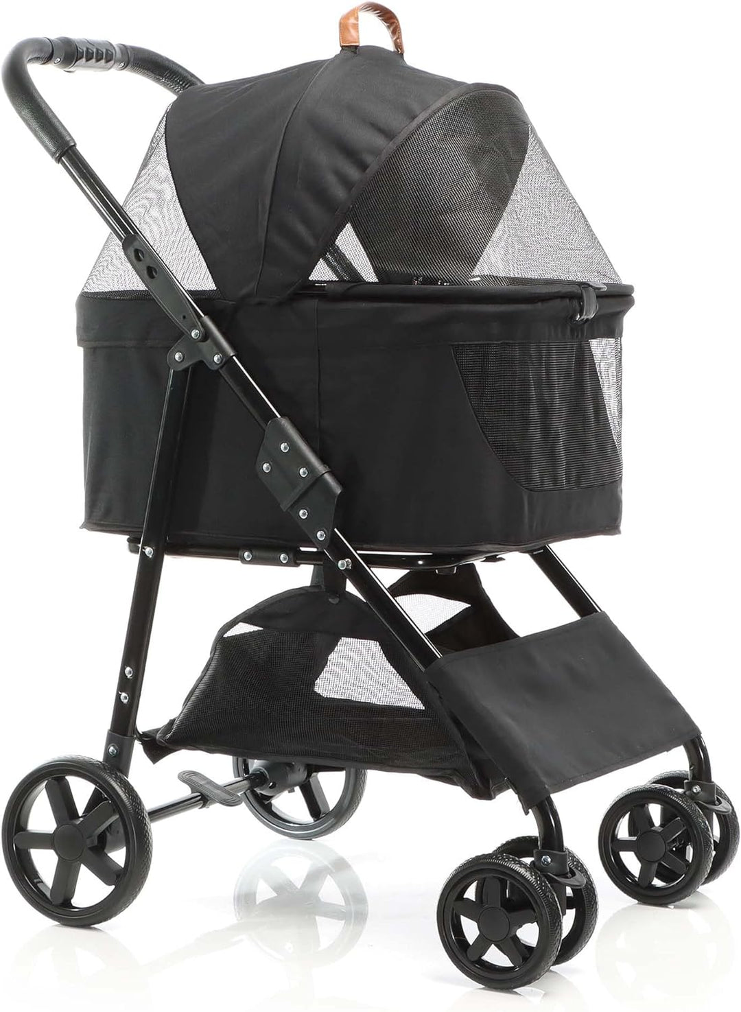 Fudajo 2in1 Hundewagen Faltbarer Hundebuggy in Schwarz Haustierwagen mit Abnehmbarer Transporttasche