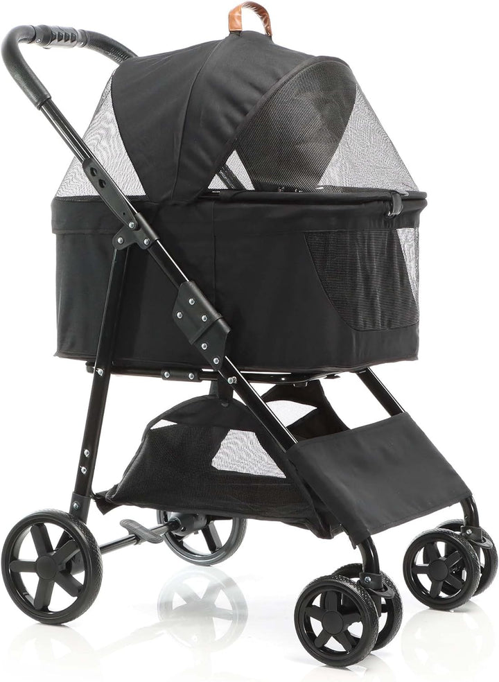 Fudajo 2in1 Hundewagen Faltbarer Hundebuggy in Schwarz Haustierwagen mit Abnehmbarer Transporttasche