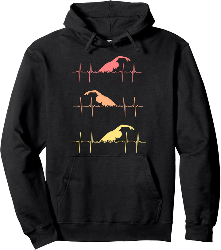 Herzschlag eines Schwimmers - Bademeister Vintage Schwimmen Pullover Hoodie