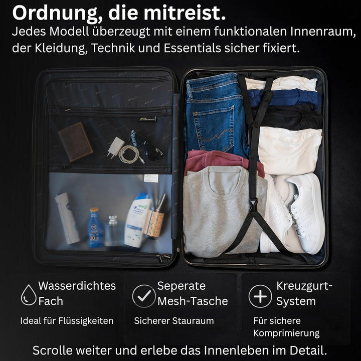 Cocoono Koffer Set 2 Teilig 77cm & Handgepäck Koffer 55x40x20cm in einem Set, Sehr robuste Reisekoff