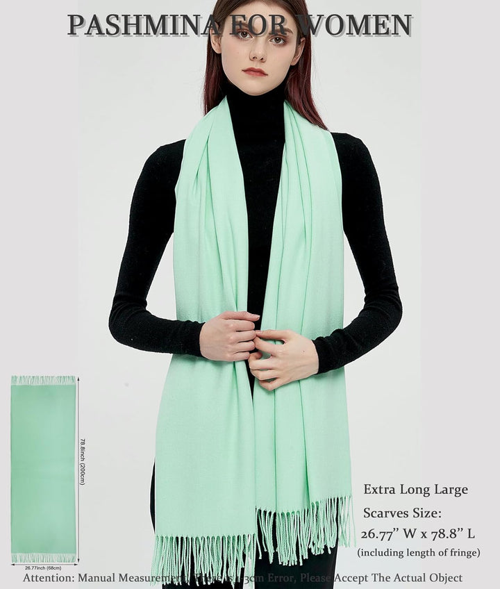 Pashmina Schals und Wraps Schals für Damen Hochzeit Party Winter Warme Lange Solid Color Mintgrün, M