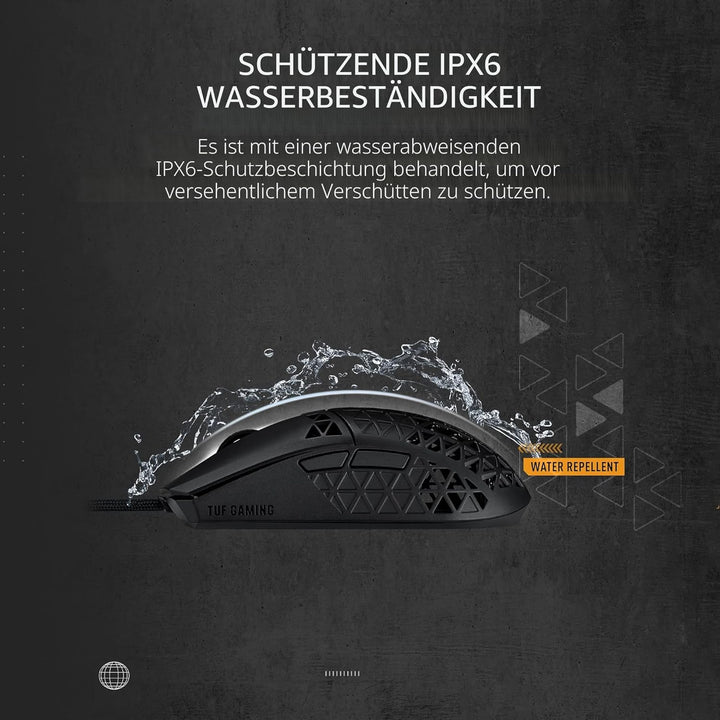 ASUS TUF Gaming M3 Maus (kabelgebunden, RGB, 7000-dpi-Sensor, programmierbare Tasten, Aura Sync) sch