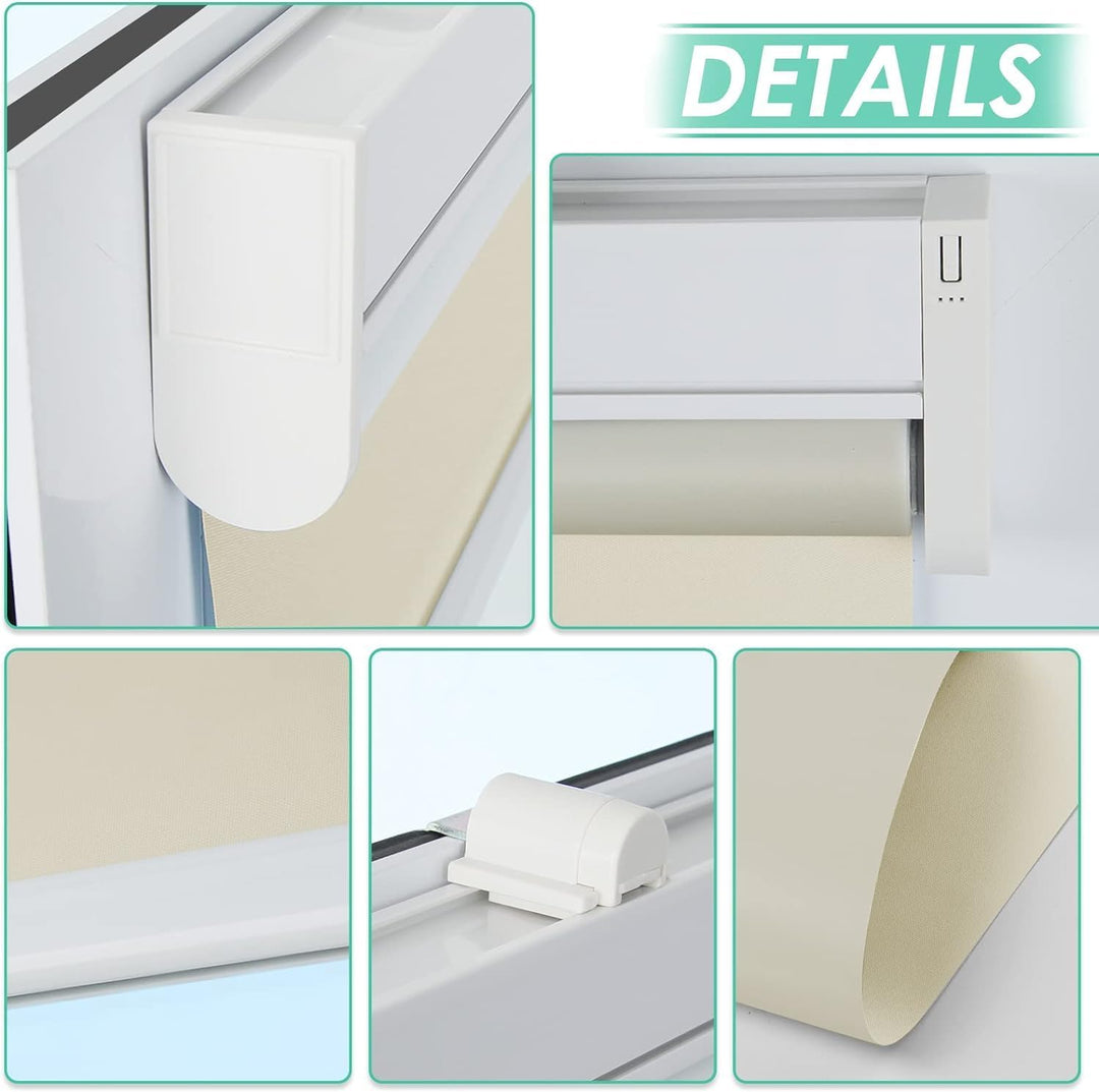 Allesin Elektrische Rollos mit Fernbedienung, Grau Verdunklungsrollo 45x120cm (BxH) Klemmträger Ohne