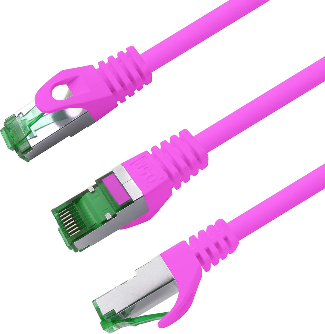 Cat7 Netzwerkkabel 10m - Magenta - 10 Stück - Cat 7 Ethernetkabel Lankabel Lan 10Gbits Patchkabel Rj