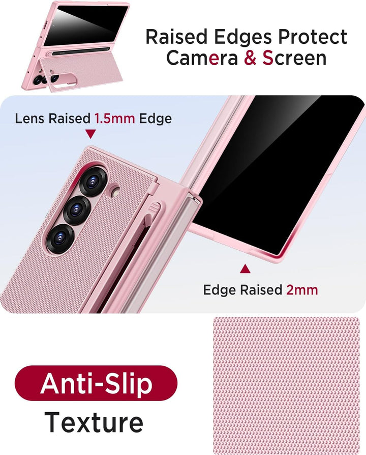 Miimall Kompatibel mit Samsung Galaxy Z Fold 5 Hülle mit S-Pen & Stifthalter, [Anti-SPY Displayschut