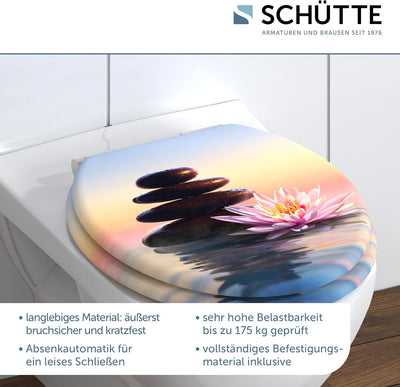 SCHÜTTE WC-Sitz SUNSET mit Absenkautomatik aus Holz | Toilettensitz mit Klodeckel | Holzkern Toilett