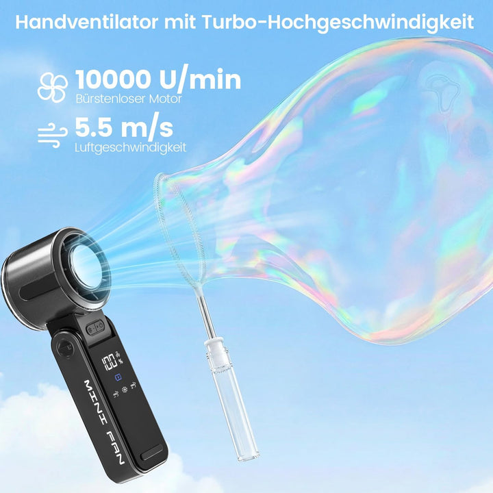 HappyGoo Tragbarer Handventilator, Mini-Turboventilator mit bürstenlosem Motor, 1-100 Geschwindigkei