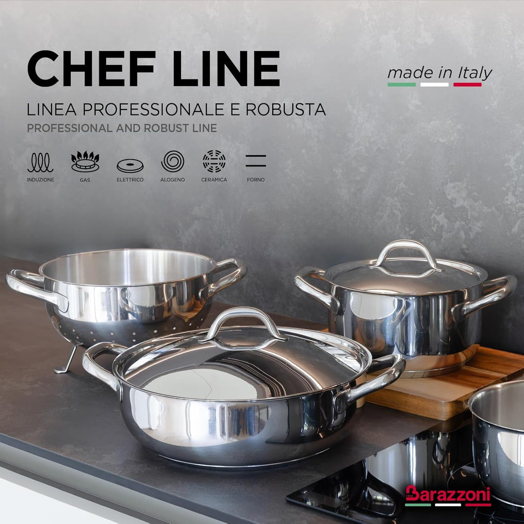 Barazzoni Chef Line Stielkasserolle Zwei Griffen cm 22 Stahl, cm 22
