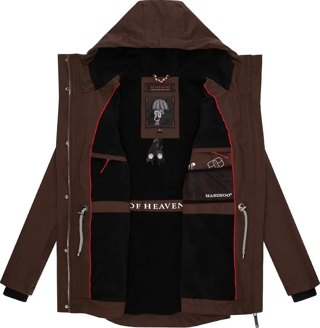 MARIKOO Damen Leichter Übergangsparka mit Kapuze Babetaa Prc XS Dark Choco, XS Dark Choco